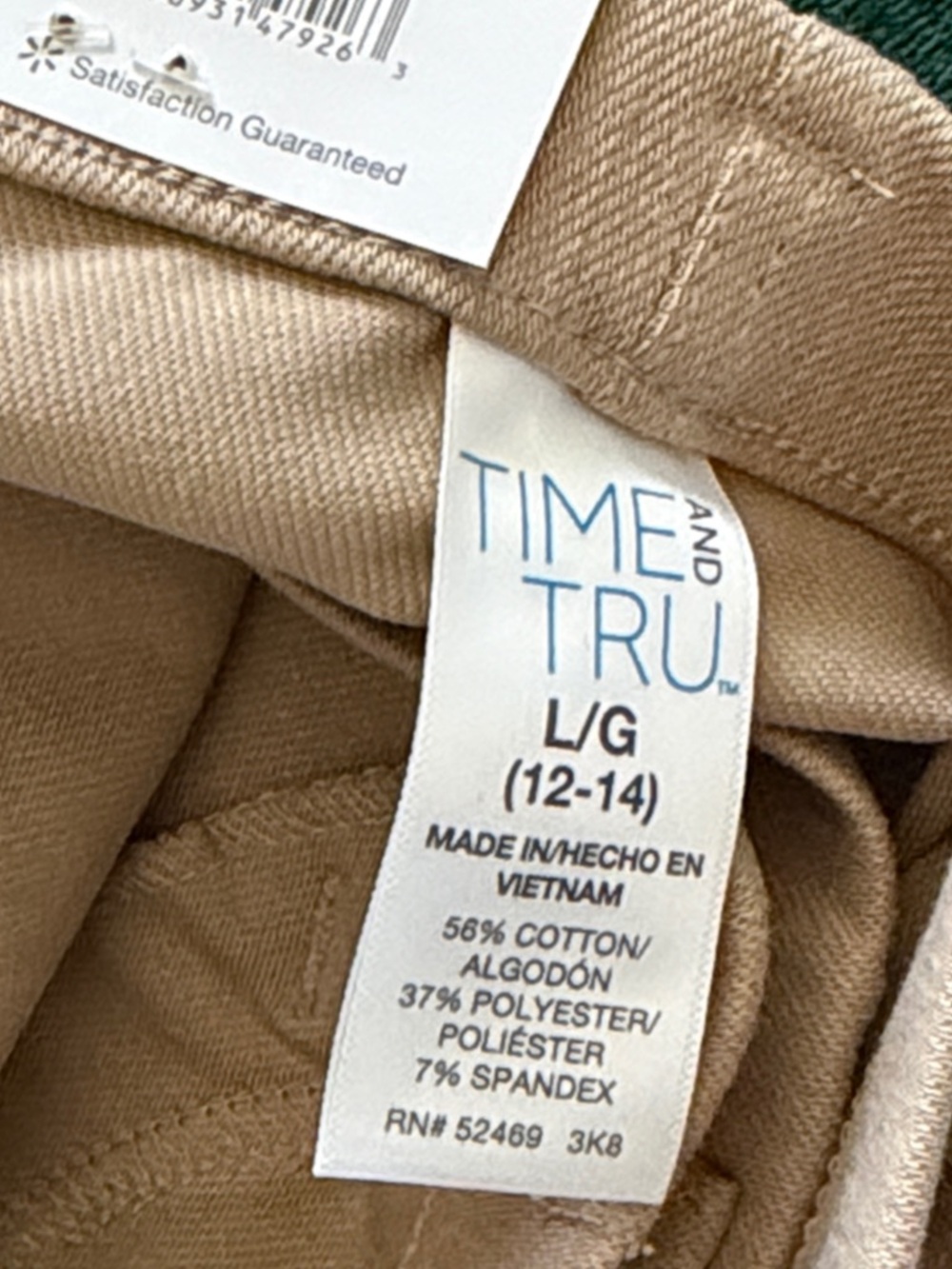 2 X Pairs Time and Tru Beige & White Cropped Pull-On Jeggings with Pockets. - Picture 8 of 9